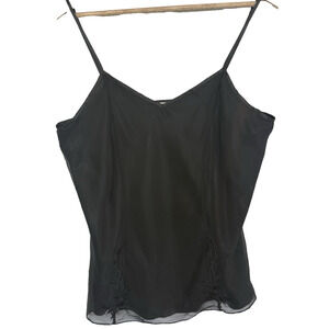 Vintage Lord Taylor Floral Embroidered Cami Top Size L Sheer Lingerie Whimsigoth